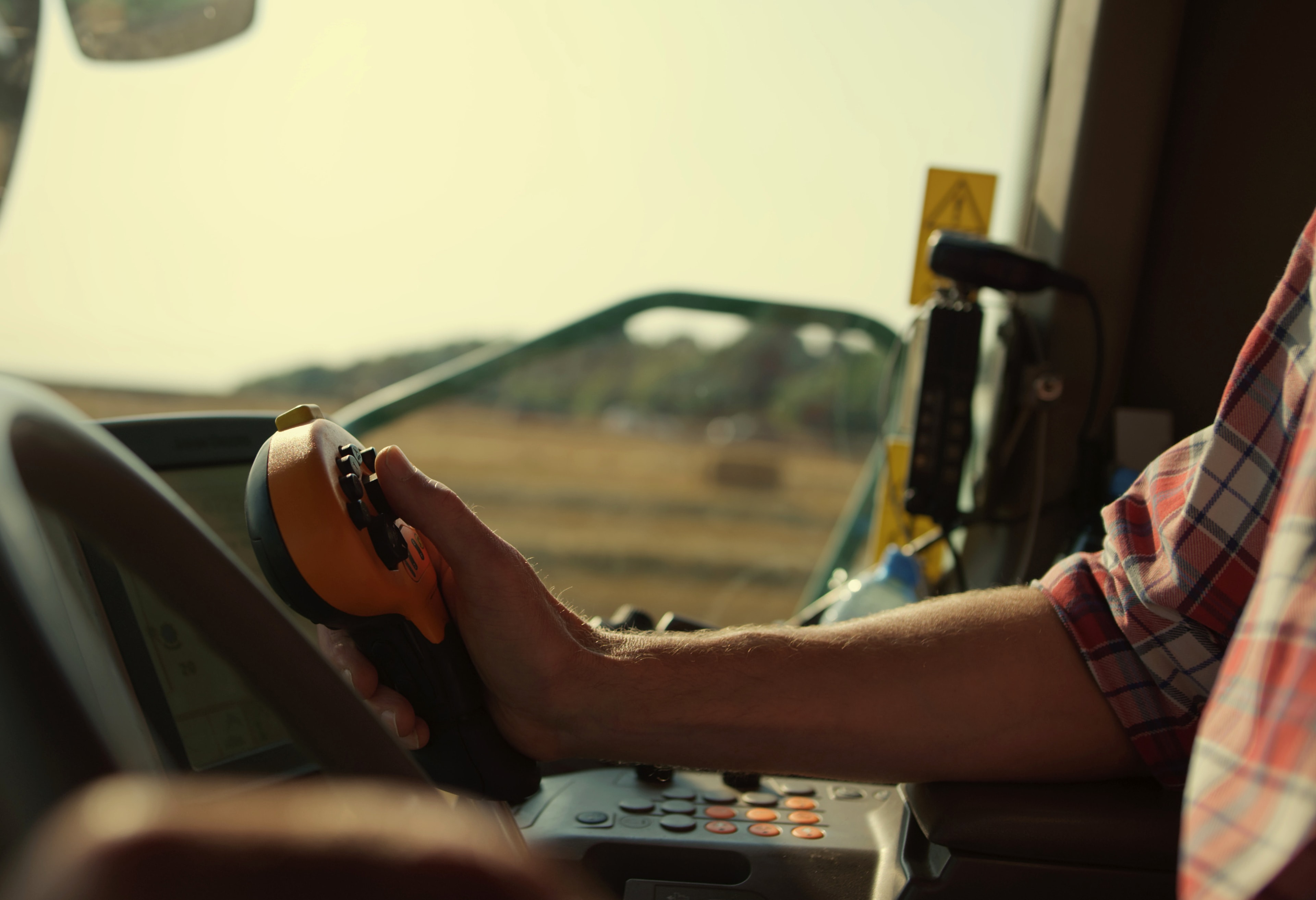 Farmo inside tractor